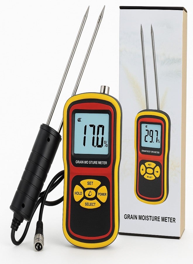 R-TEK Grain Moisture Meter with Long Measuring Probe & Digital Display For 8 Types of Grains Moisture Testing Meter - Image 1